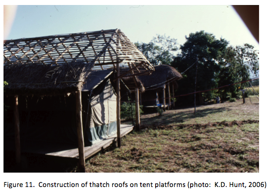 Platforms with thatch canopy under construction
